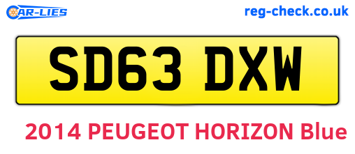 SD63DXW are the vehicle registration plates.