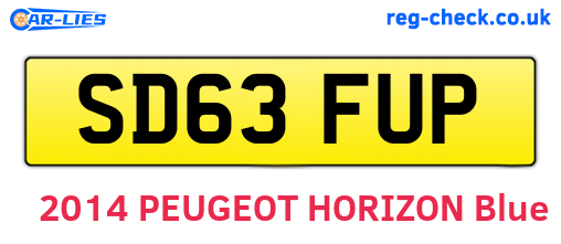 SD63FUP are the vehicle registration plates.