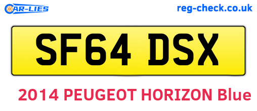 SF64DSX are the vehicle registration plates.