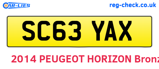 SC63YAX are the vehicle registration plates.