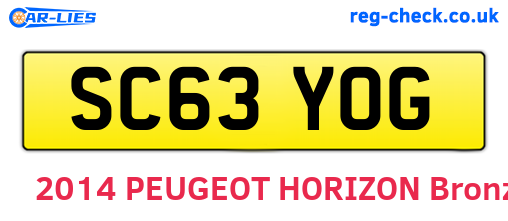 SC63YOG are the vehicle registration plates.