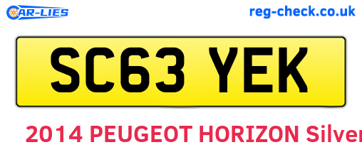 SC63YEK are the vehicle registration plates.