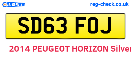 SD63FOJ are the vehicle registration plates.