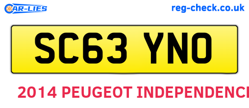 SC63YNO are the vehicle registration plates.