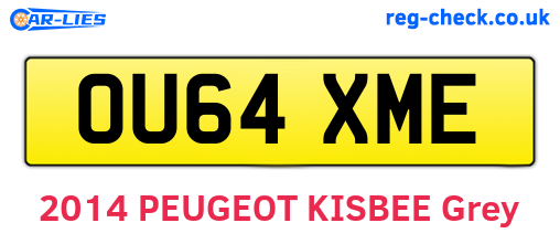 OU64XME are the vehicle registration plates.
