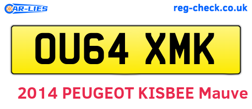 OU64XMK are the vehicle registration plates.