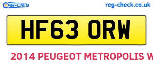 HF63ORW are the vehicle registration plates.