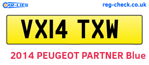 VX14TXW are the vehicle registration plates.