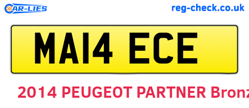 MA14ECE are the vehicle registration plates.