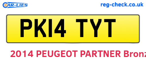 PK14TYT are the vehicle registration plates.