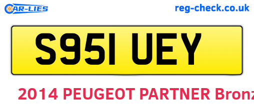 S951UEY are the vehicle registration plates.