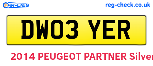 DW03YER are the vehicle registration plates.