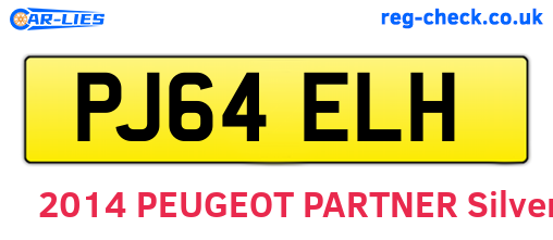PJ64ELH are the vehicle registration plates.