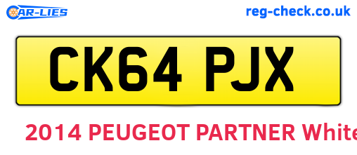 CK64PJX are the vehicle registration plates.