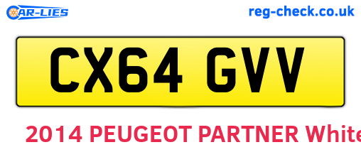 CX64GVV are the vehicle registration plates.