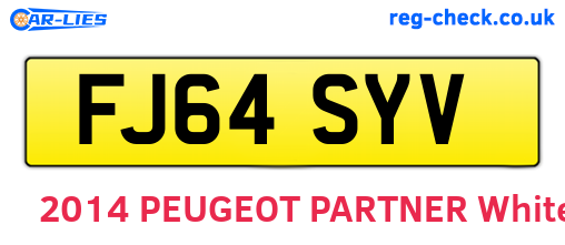 FJ64SYV are the vehicle registration plates.