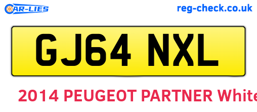 GJ64NXL are the vehicle registration plates.
