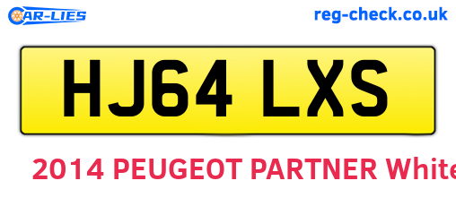 HJ64LXS are the vehicle registration plates.