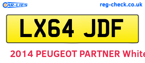 LX64JDF are the vehicle registration plates.