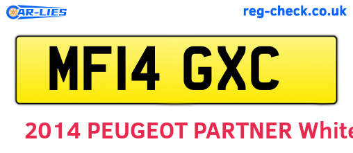 MF14GXC are the vehicle registration plates.