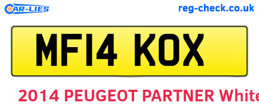 MF14KOX are the vehicle registration plates.