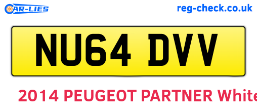 NU64DVV are the vehicle registration plates.