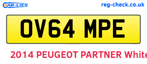 OV64MPE are the vehicle registration plates.