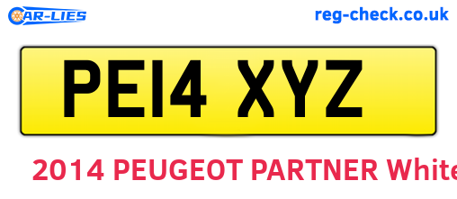 PE14XYZ are the vehicle registration plates.