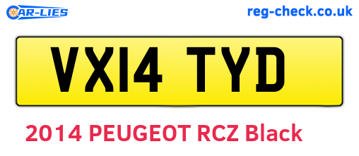 VX14TYD are the vehicle registration plates.