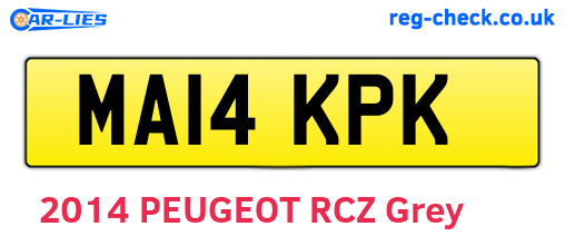 MA14KPK are the vehicle registration plates.