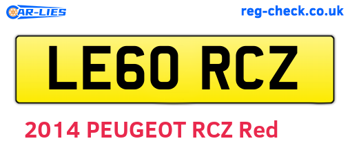 LE60RCZ are the vehicle registration plates.