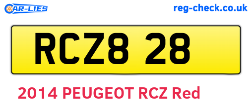 RCZ828 are the vehicle registration plates.