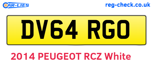 DV64RGO are the vehicle registration plates.