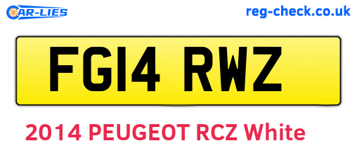 FG14RWZ are the vehicle registration plates.