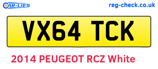 VX64TCK are the vehicle registration plates.