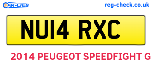NU14RXC are the vehicle registration plates.
