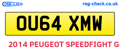 OU64XMW are the vehicle registration plates.