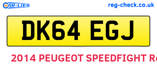 DK64EGJ are the vehicle registration plates.