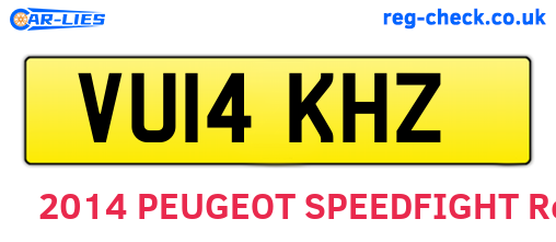 VU14KHZ are the vehicle registration plates.