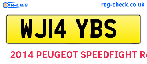 WJ14YBS are the vehicle registration plates.