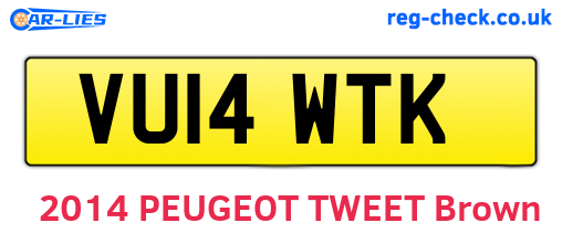 VU14WTK are the vehicle registration plates.