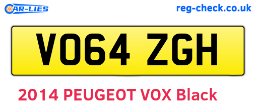 VO64ZGH are the vehicle registration plates.
