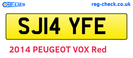 SJ14YFE are the vehicle registration plates.