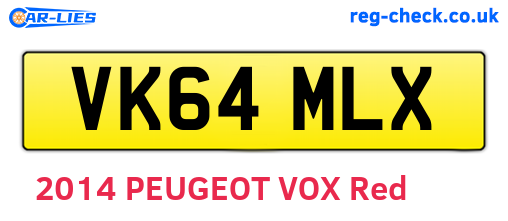 VK64MLX are the vehicle registration plates.