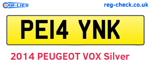 PE14YNK are the vehicle registration plates.
