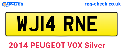 WJ14RNE are the vehicle registration plates.
