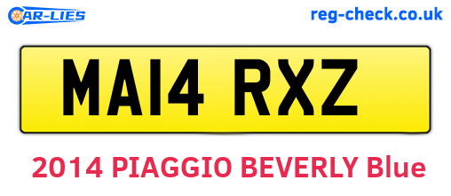 MA14RXZ are the vehicle registration plates.