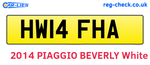 HW14FHA are the vehicle registration plates.