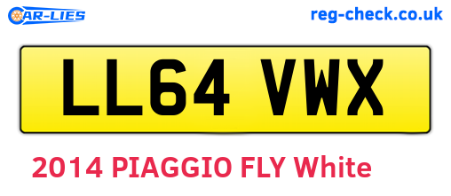 LL64VWX are the vehicle registration plates.
