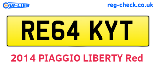 RE64KYT are the vehicle registration plates.
